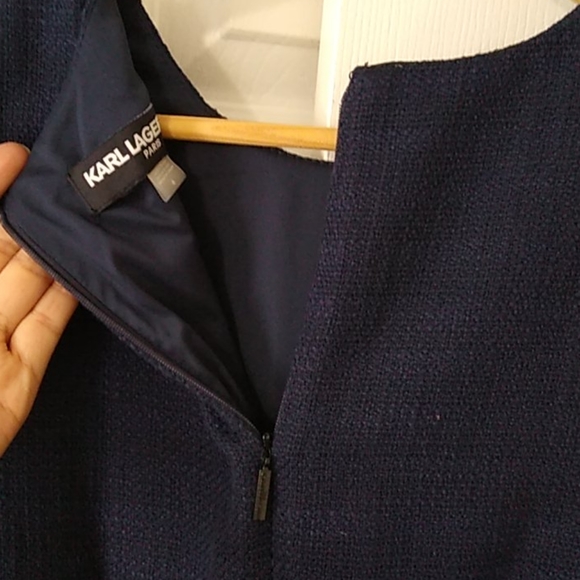 Karl Lagerfeld beautiful navy blue tweed dress - Picture 6 of 16